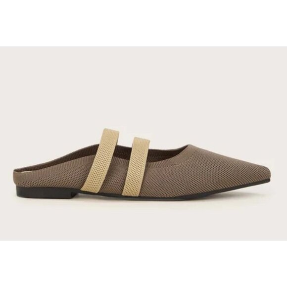 CUCCOO Women's Minimalist Pointed Closed Toe Slip-On Flat Mules Khaki Size 38 - Picture 5 of 13